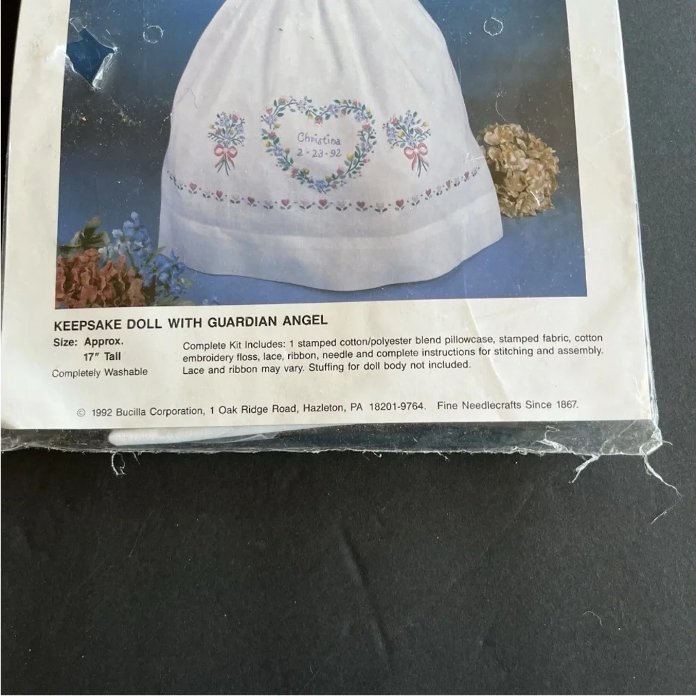 Bucilla Keepsake Doll Stamped Embroidery Kit With Guardian Angel  1992 33269 New